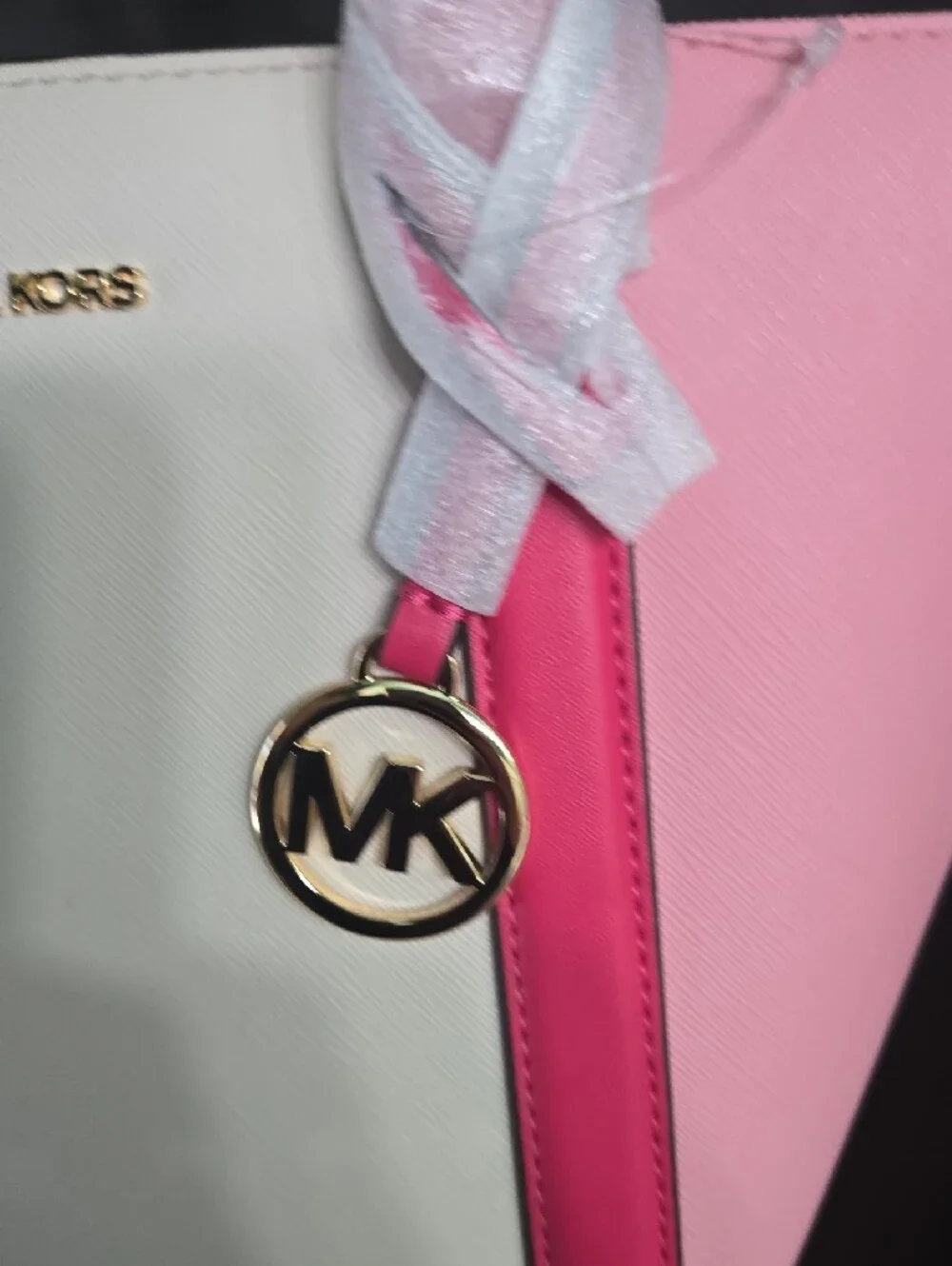Michael Kors Pink & White Color-Block Saffiano Tote